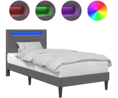 Lova Lovos rėmas su LED juostelėmis Pilka 90 x 200 cm Dirbtinė oda