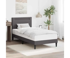 Lova Lovos rėmas su LED juostelėmis Pilka 90 x 200 cm Dirbtinė oda