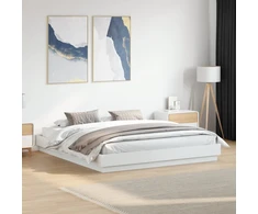 Lovos rėmas su LED lemputėmis, baltos spalvos, 180x200cm