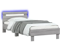 Lova Lovos rėmas su LED juostelėmis Pilka Sonoma Apdirbta mediena