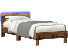 Lova Lovos rėmas su LED Sendintos medienos 80 x 200 cm