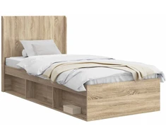 Lova Lovos rėmas su saugojimu ir nugara 3 pcs Apdirbta mediena