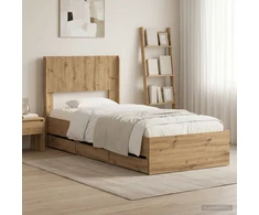 Lova Lovos rėmas su saugojimu ir nugara Artisan Oak 90 x 200 cm