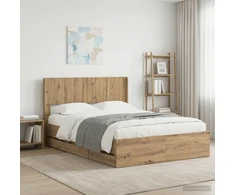 Lova Lovos rėmas su saugojimu ir nugara Artisan Oak 120 x 200 cm