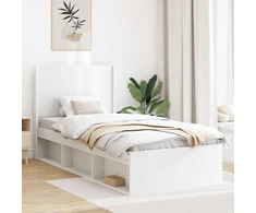 Lova Lovos rėmas su saugojimu ir nugara Balta 100 x 200 cm