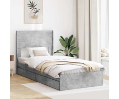 Lova Lovos rėmas su saugojimu ir nugara Betono pilka 75 x 190 cm