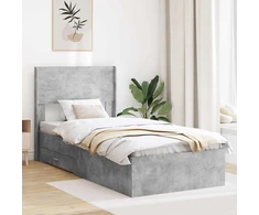 Lova Lovos rėmas su saugojimu ir nugara Betono pilka 75 x 190 cm