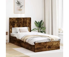 Lova Lovos rėmas su saugojimu ir nugara Dūminio ąžuolo 75 x 190 cm