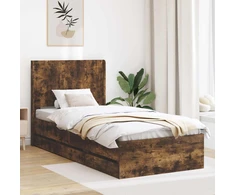 Lova Lovos rėmas su saugojimu ir nugara Dūminio ąžuolo 100 x 200 cm