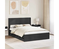 Lova Lovos rėmas su saugojimu ir nugara Juoda 140 x 190 cm