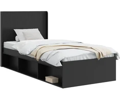 Lova Lovos rėmas su saugojimu ir nugara Juoda 75 x 190 cm