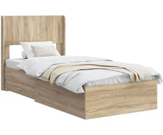 Lova Lovos rėmas su saugojimu ir nugara Sonoma ąžuolas 75 x 190 cm