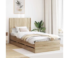 Lovos rėmas su saugojimu ir nugara Sonoma ąžuolas 75 x 190 cm