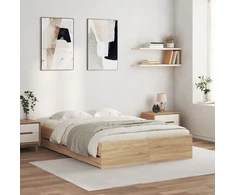 Lova Lovos rėmas su stalčiais, ąžuolo, 135x190cm, apdirbta mediena