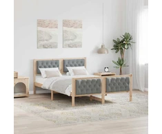Lovos rėmas Šviesiai pilka 140 x 190 cm Kietos pušies mediena