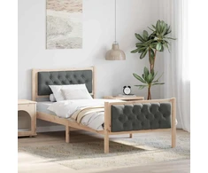 Lova Lovos rėmas Tamsiai pilka 90 x 200 cm Kietos pušies mediena