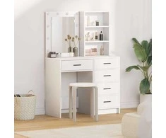 Makiažo stalas 2 pcs Balta 50 x 41 x 135 cm Apdirbta mediena