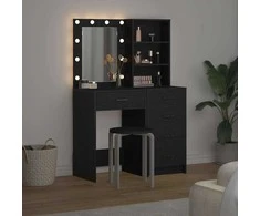 Makiažo stalas 2 pcs Juoda 50 x 41 x 135 cm Apdirbta mediena