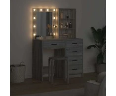 Makiažo stalas 2 pcs Pilka 50 x 41 x 135 cm Apdirbta mediena