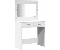 Makiažo stalas 3 vnt. Balta 78,5 x 41 x 135 cm Apdirbta mediena