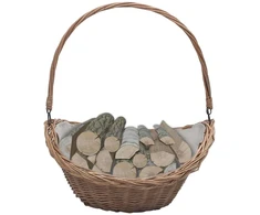 286987 Firewood Basket with Handle 57x46,5x52 cm Brown Willow