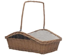 286989 Firewood Basket with Handle 61,5x46,5x58 cm Brown Willow