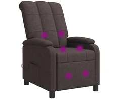 Masažinis atlošiamasis krėslas Tamsiai rudas Audinys
