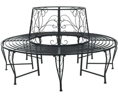 Lauko baldų komplektas Medžio suolelis 8-Vietų skaičius Ø 160 x 89 cm Plienas Juoda