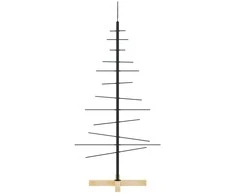 Metalinė Kalėdų eglutė su mediniu pagrindu, juoda, 120 cm