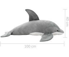 Minkštas žaislinis delfinas, pilkas, pliušinis