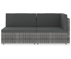Modulinė dvivietė sofa, pilkos spalvos, poliratanas