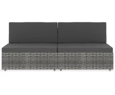 Modulinė dvivietė sofa, pilkos spalvos, poliratanas