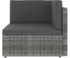 Modulinė kampinė sofa, pilkos spalvos, poliratanas