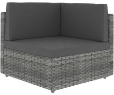 Modulinė kampinė sofa, pilkos spalvos, poliratanas