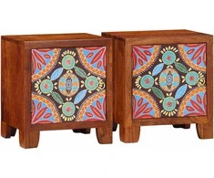 naktinė spintelė 2 vnt 40x30x45 cm akacijos masyvo