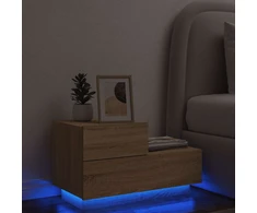 Naktinė spintelė su LED lemputėmis, ąžuolo, 70x36x40,5cm