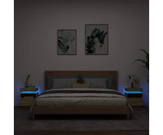 Naktinės spintelės su LED, 2vnt., ąžuolo, 40x39x48,5cm