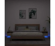 Naktinės spintelės su LED, 2vnt., ąžuolo, 40x39x37cm