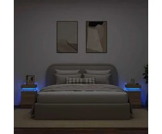 Naktinės spintelės su LED lemputėmis, 2vnt., ąžuolo, 35x39x55cm
