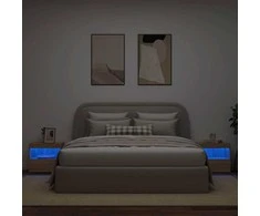 Naktinės spintelės su LED lemputėmis, 2vnt., ąžuolo, 50x40x45cm