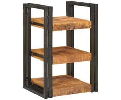 Naktinis staliukas 2 pcs Ruda ir juoda Kietas mango medis