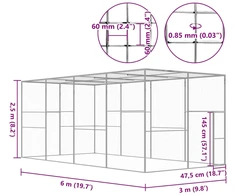 Narvas katėms, 6x3x2,5m, galvanizuotas plienas