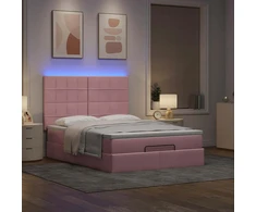 Osmanų lova su čiužiniais ir LED Rožinė 140x190cm Velvet