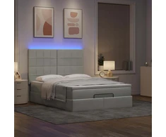 Osmanų lova su čiužiniais ir LED šviesiai pilka Velvet
