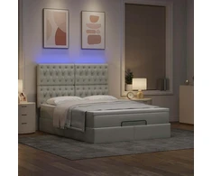 Osmanų lova su čiužiniais ir LED šviesiai pilka Velvet