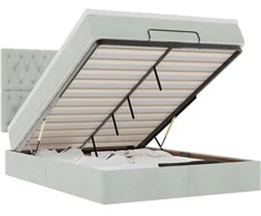 Osmanų lova su čiužiniais ir LED šviesiai pilka Velvet