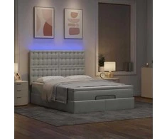 Osmanų lova su čiužiniais ir LED šviesiai pilka Velvet