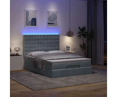 Osmanų lova su čiužiniais ir LED Tamsiai pilka 140x200cm Velvet