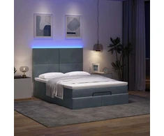Osmanų lova su čiužiniais ir LED Tamsiai pilka 140x200cm Velvet