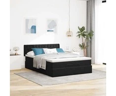 Osmanų lova su čiužiniu ir LED Juodas 140x190cm Velvet
